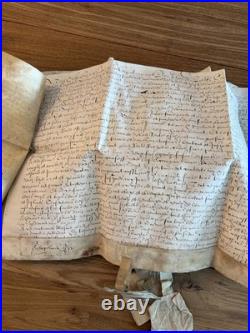 Joli Lot 4 chartes parchemin XVIIe Lille Douai Orchies rentes foncières sceaux