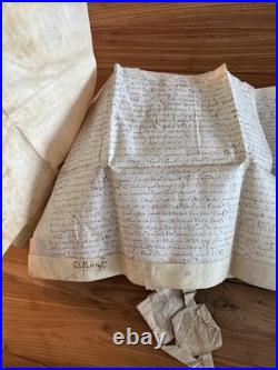 Joli Lot 4 chartes parchemin XVIIe Lille Douai Orchies rentes foncières sceaux