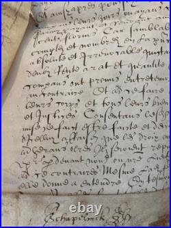 Joli Lot 4 chartes parchemin XVIIe Lille Douai Orchies rentes foncières sceaux