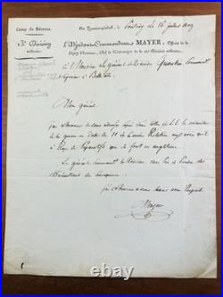 Joseph Mayer Général d'Empire 1809 Pontivy Belle Île en Mer Rare Autographe