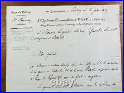 Joseph Mayer Général d'Empire 1809 Pontivy Belle Île en Mer Rare Autographe