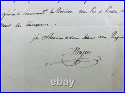 Joseph Mayer Général d'Empire 1809 Pontivy Belle Île en Mer Rare Autographe