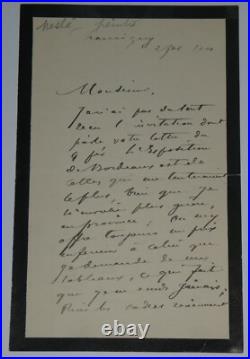Joseph Paul Meslé Lettre autographe signée Exposition de Bordeaux 1900