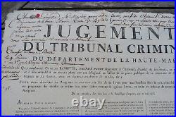 Jugement du tribunal criminel (Haute-marne) discrédité les assignats AN II