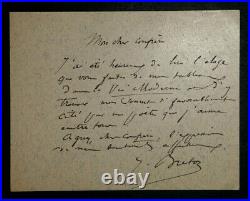 Jules Breton Billet Autographe Signe Remerciements Sur Un Article