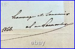 LAMARTINE Splendide portrait grand format signé Autographe Romantisme