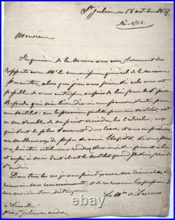 LESCURES (Marquis de), St Julien en Médoc, lettre en faveur d'un marin, 1837