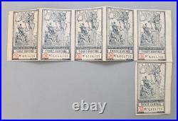 LOT 6 ANCIENS TICKETS ENTRÉE pour EXPOSITION UNIVERSELLE PARIS 1889 -TOUR EIFFEL