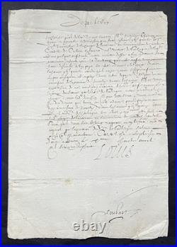 LOUIS XIII Lettre signée Citadelle de Calais 1618