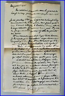 Leblois Paul(1857-1930)-general-manuscrit Original-1915-de Langle De Cary-8 Pp