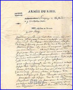 Lettre Autographe Du Marechal Ney (1801) / La Malgrange / Armée Du Rhin