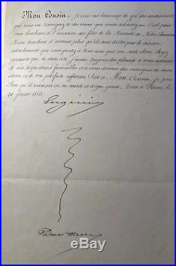 Lettre Autographe Signée De Limpératrice Eugénie A Son Cousin Du 20 Février 63