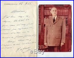Lettre Correspondance Autographe du Général CHARLES DE GAULLE du 12 Sept 1963