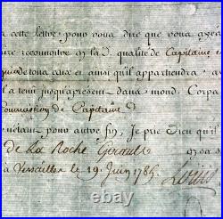 Lettre Louis XVI 1785 Versailles Roche Girault Strasbourg Maréchal Militaire