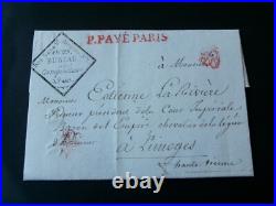 Lettre Paris a Limoges début 19ème. Rarissime