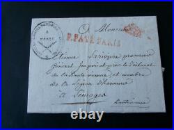 Lettre Paris a Limoges début 19ème. Rarissime