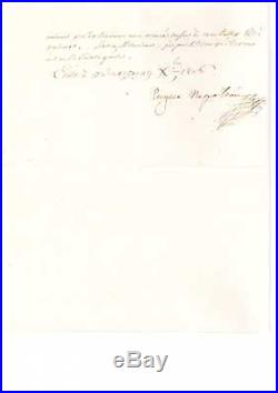 Lettre Signee De Eugene De Beauharnais (autographe / Napoleon)
