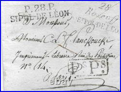 Lettre St POL DE LEON port payé avec double cursive ROSCOFF/St POL DE LEON 1820