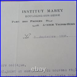 Lettre Tapuscrite Institut Marey Pre-cinema 1906