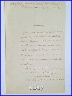Lettre autographe signée Denfert-Rochereau 1871 Lion de Belfort