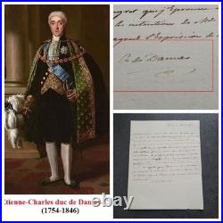 Lettre autographe signée Duc de Damas-Crux (1754-1846) Lieutenant général du Roi