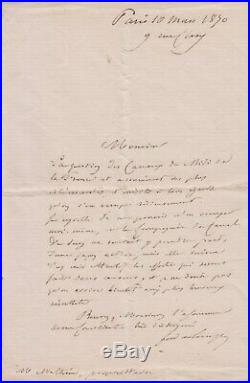 Lettre autographe signée de Ferdinand de LESSEPS relative au Canal du Midi 1870
