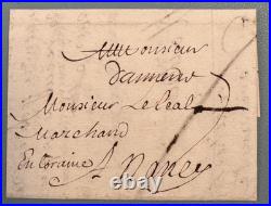 Lettre d'AMIENS (Picardie) / Marque Manuscrite damiens / 1703 / Cote 420 Euro