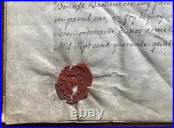 Lettre du Comte Jacques Texier d'Hautefeuille nomination 1744 signé sceau