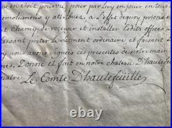 Lettre du Comte Jacques Texier d'Hautefeuille nomination 1744 signé sceau
