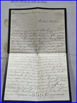 Lettre écrite avant le depart du 1e Ballon monté (Neptune) 18 septembre. 1870