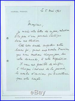 Lettre manuscrite originale Marcel Pagnol