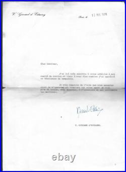 Lettre tapuscrite signée GISCARD D'ESTAING sur élection 1974