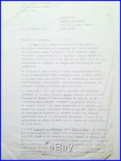 Lettre tapuscrite signée Jean-Patrick Manchette 1981