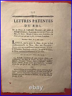 Lettres patentes du Roi Abolition de la noblesse héréditaire