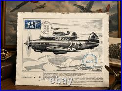 Lithographie Aviation Normandie-niémen Signée H. Sainton & Pilotes 1969