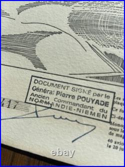 Lithographie Aviation Normandie-niémen Signée H. Sainton & Pilotes 1969