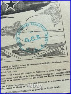 Lithographie Aviation Normandie-niémen Signée H. Sainton & Pilotes 1969