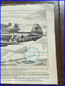 Lithographie Aviation Normandie-niémen Signée H. Sainton & Pilotes 1969