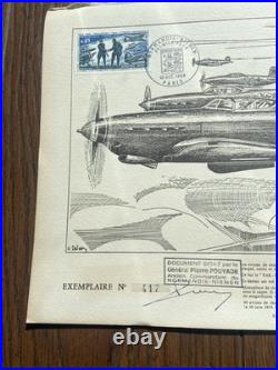 Lithographie Aviation Normandie-niémen Signée H. Sainton & Pilotes 1969