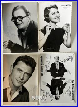 Lot 26 autographes ca 1960 photos dédicacées Aznavour Marais Cousteau Marceau