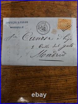 Lot 4 lettres XIXe France Espagne Italie Cérès commerce + 1 coloniale