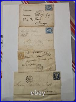 Lot 4 lettres anciennes XIXe France Napoléon III & Cérès Timbres sur pli
