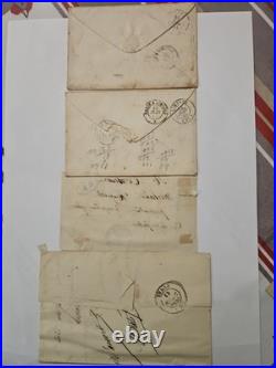 Lot 4 lettres anciennes XIXe France Napoléon III & Cérès Timbres sur pli