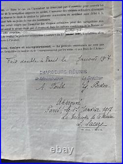 Lot 5 Documents WW1 Réquisition Paquebot Navire Hôpital 1917 V. Augagneur Toulon
