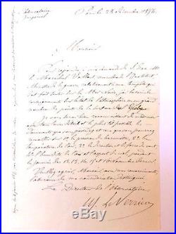 Lot Lettres manuscrites signées Urbain Le Verrier Astronomie Neptune Delisle