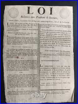 Lot de 11 affiches révolutionnaires relatives aux rentes et pensions, SAINTES