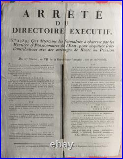 Lot de 11 affiches révolutionnaires relatives aux rentes et pensions, SAINTES