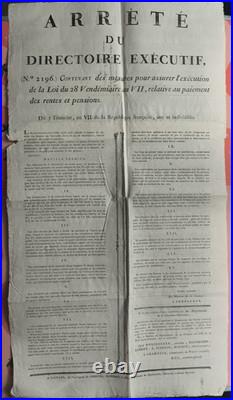 Lot de 11 affiches révolutionnaires relatives aux rentes et pensions, SAINTES