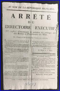 Lot de 11 affiches révolutionnaires relatives aux rentes et pensions, SAINTES