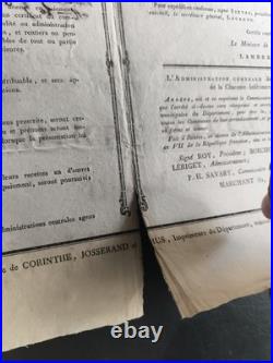 Lot de 11 affiches révolutionnaires relatives aux rentes et pensions, SAINTES
